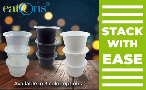 Buy EATONS 1000ml pack of 15 Black Reusable Plastic Food Containers ...
