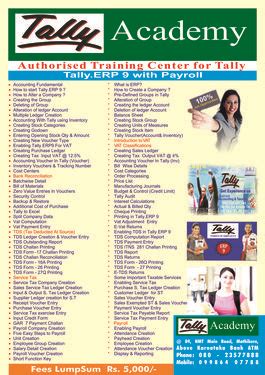 Tally.ERP 9 With Payroll @ Tally Academy Mathikere Bangalore ...