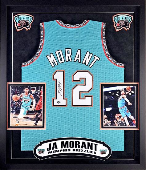 Ja Morant Autographed Memphis Grizzlies Vancouver Throwback Jersey Framed