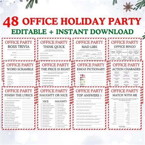 48 Office Holiday Party Games Bundle: Printable & Editable (CANVA) - Etsy