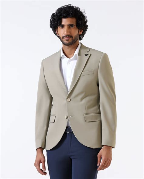 Beige TechPro Solid Blazers - Ron