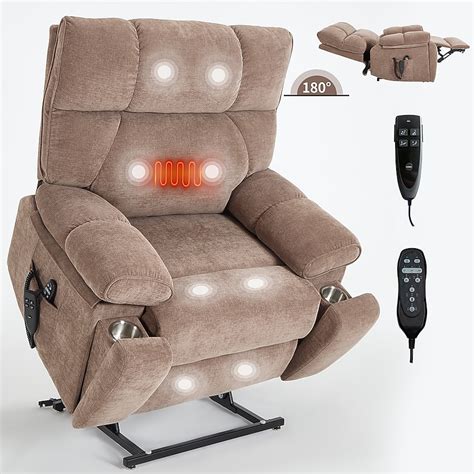 Mondawe Brown Faux Leather Upholstered Powered Reclining Recliner with ...