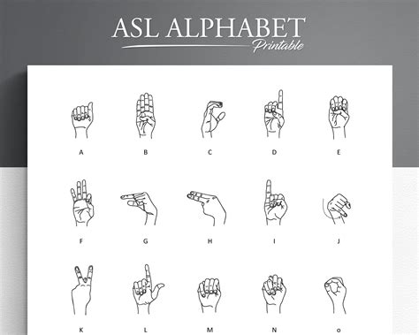 Image result for ASL Alphabet Printable