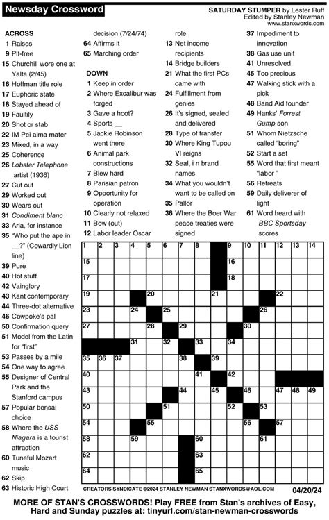 Stanley Newman Crossword Printable - Elmo Coloring Sheets
