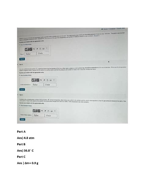 CHEM 105 k - Solved queries - Part A Ans) 4 atm Part B Ans) 36° C Part ...