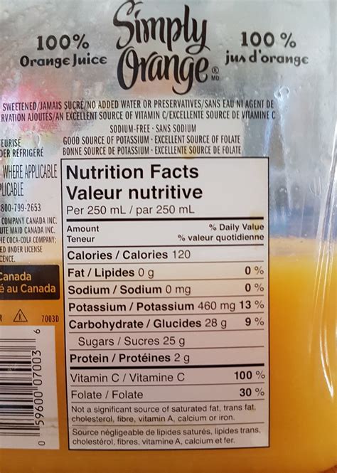 Simply Orange Juice Nutrition Facts