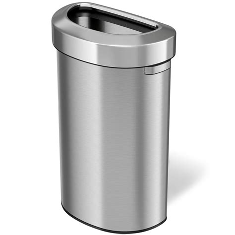 iTouchless 23 Gallon Stainless Steel Semi-Round Open Top Trash Can and ...