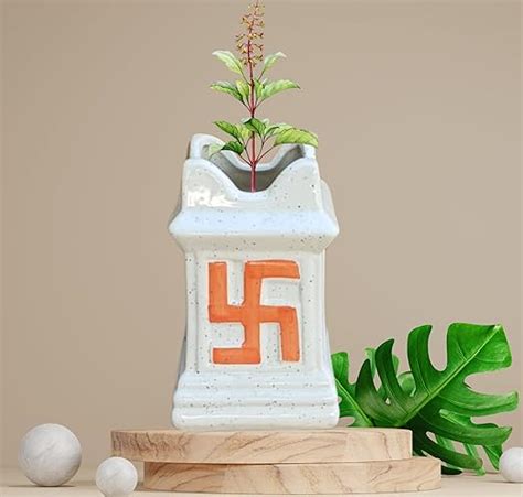 Niyara Small Tulsi Ceramic Pot Small for Indoor, Outdoor,Home Office ...