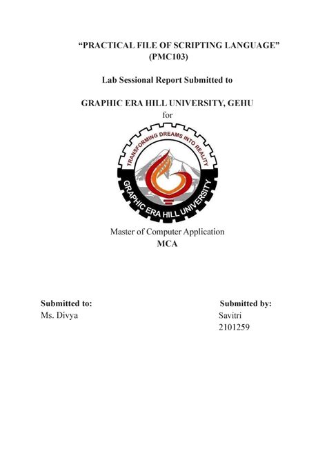 Lab Scriptng Languages Assignment End Term Final - “PRACTICAL FILE OF ...