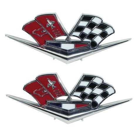 Corvette C2 Emblems Front Fender Cross Flags 63 Late 1963-1966 | eBay