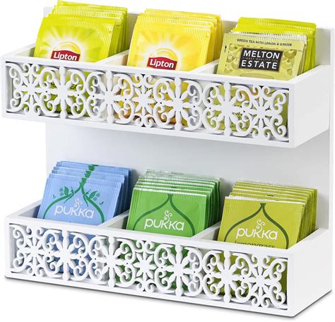 Amazon.com: QILICHZ Tea Bag Organizer 2 Tier Wood Tea Bags Holder Wall ...