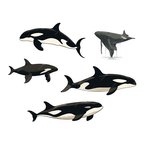 Premium AI Image | A drawing of a group of different species of orca.