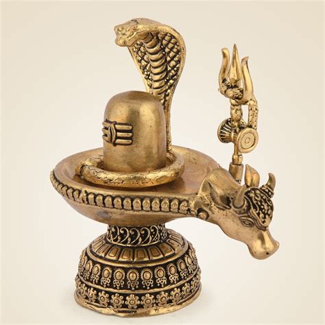 Brass Shivling with Nandi & Trishul | Fine Temple Décor