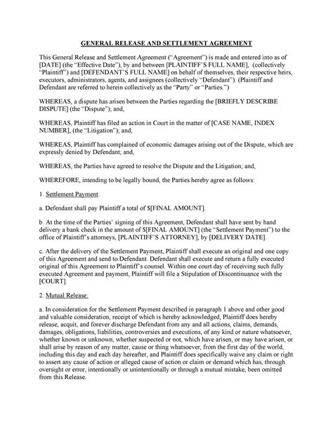 43 Free Settlement Agreement Templates [Divorce/Debt/Employment..]