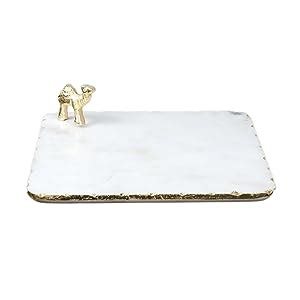 Buy NikkisPride Marble Platter Square with Gold Finish Metal Piece ...