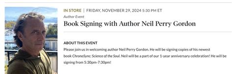 Book Signing with Author Neil Perry Gordon, 634 N State RT 17, Paramus ...