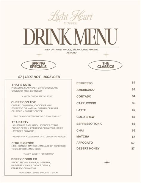 Menu | Explore Our Latest Menu — Light Heart Coffee