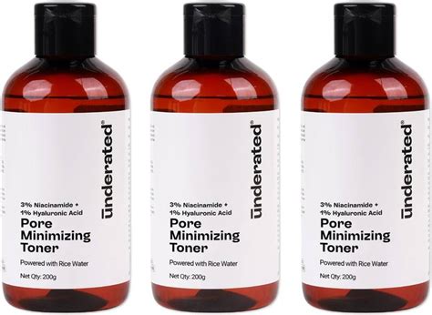 UNDERATED Niacinamide 3% Hyaluronic Acid 1% Pore Minimizing Toner With ...