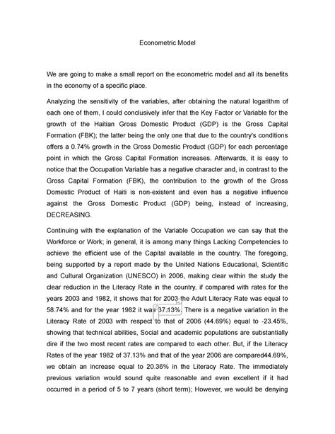 Econometric Model Example 的图像结果