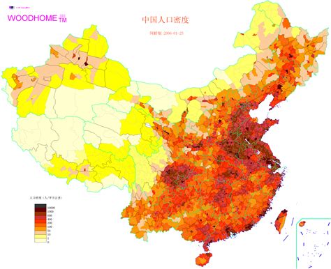Population density map of China (incl. ROC and 10 dash line) | China ...