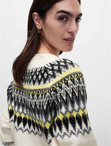 Buy Fair Isle Crew Neck Relaxed Jumper at Marks & Spencer