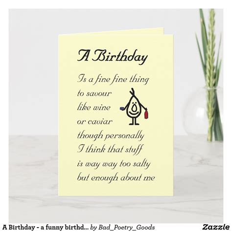 A Birthday - a funny birthday poem Card | Zazzle.com | Birthday poems ...