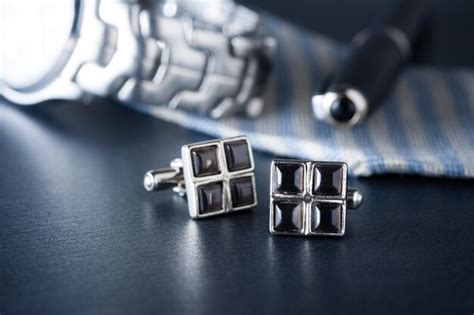 Premium Photo | Shiny cufflinks with gemstones