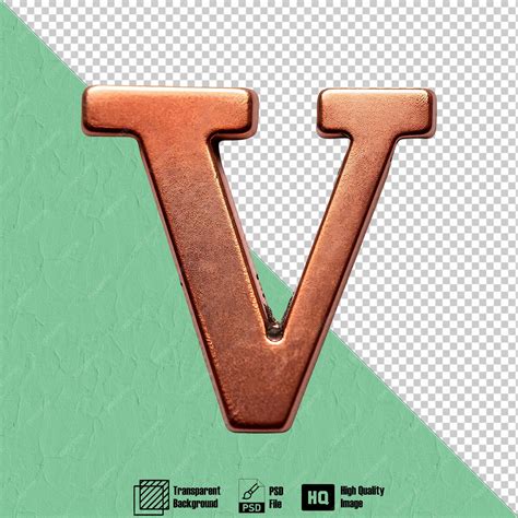 Premium PSD | Copper Outline Letter V Symbol isolated on transpatent background