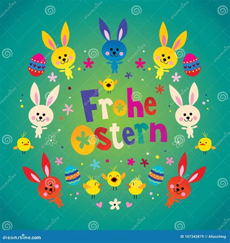 Frohe Ostern Happy Easter in German Stock Vector - Illustration of ...