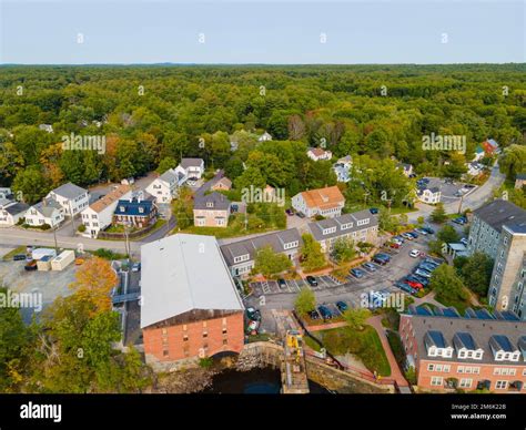 Historic commercial building aerial view on Main Street in historic ...