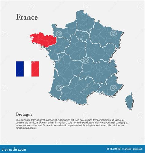 Vector Map Europe Country France, Region Bretagne Stock Vector ...