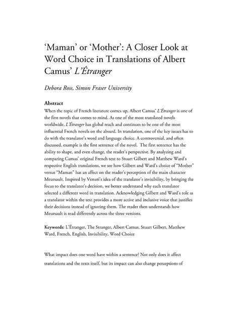 ‘Maman’+or+‘Mother’ +A+Closer+Look+at+Word+Choice+in+Translations+of ...