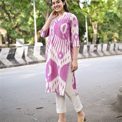 Stitched 2pc Uzbek Ikat Suit Set - Mauv Pink – Ethnic Elements