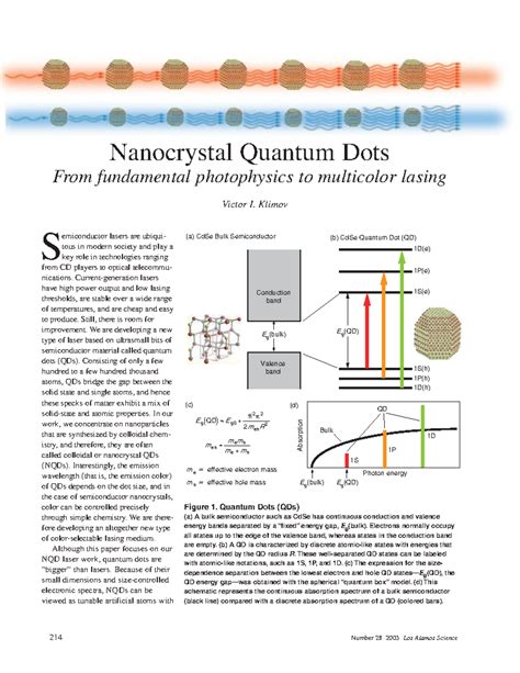 Nanocrystal Quantum Dots: From Photophysics to Lasing (214) - Studocu