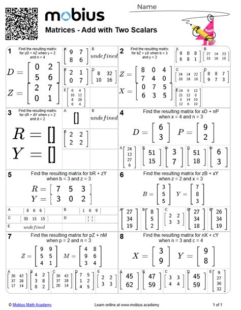Scalar Multiplication of Matrix Worksheet Simple 的图像结果