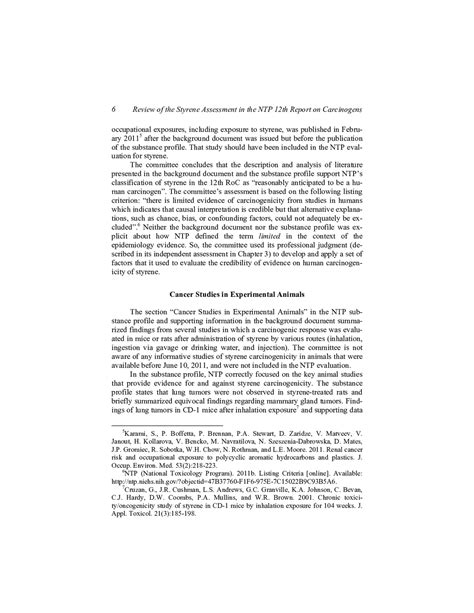 Summary | Review of the Styrene Assessment in the National Toxicology ...