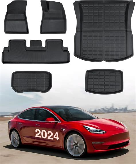 All Weather Floor Mats for Tesla Model 3 2024 2025 Highland Waterproof ...