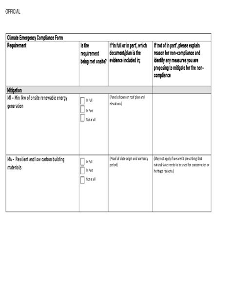 Climate Emergency Compliance Form - Blank Fillable Template | Fill Out ...