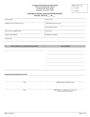 Fillable Online isbe 91-03 Nonpublic School Evaluation Instrument ...