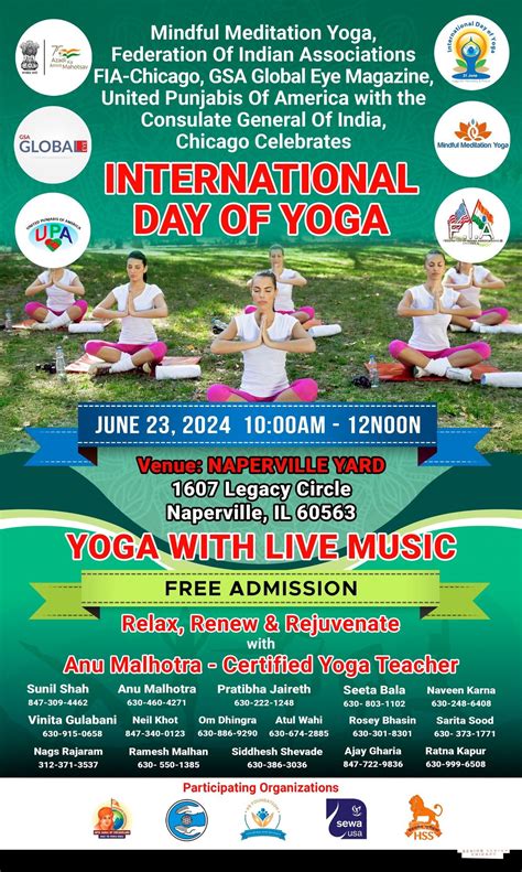 International Yoga Day 2024 Celebration , Naperville Yard Indoor Sports ...