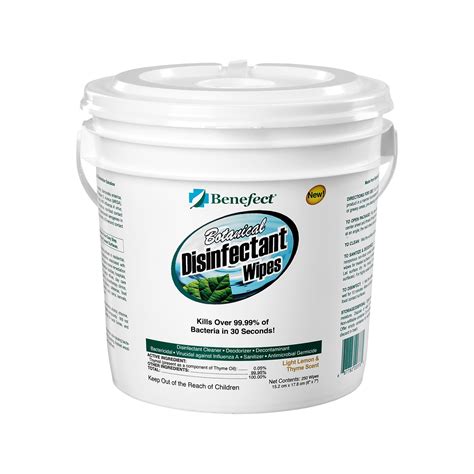 Benefect Botanical Disinfecting Wipes, Light Lemon/Thyme Scent, 250 ...