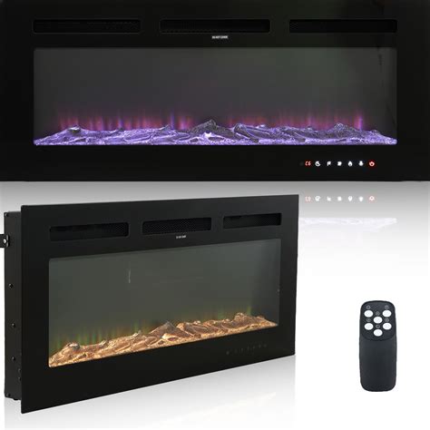42" Electric Fireplace Wall Mounted and Recessed, LED Fireplace with ...