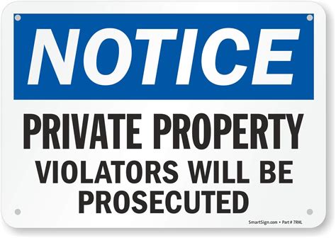 SmartSign "Notice - Private Property Violators Prosecuted" Sign | 7" x ...
