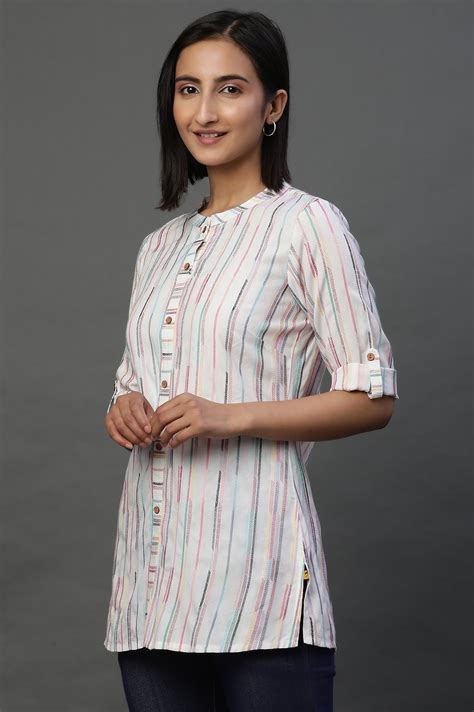Buy Multi-coloured Yarn-Dyed Short Kurti Online for Woman | Shop for ...
