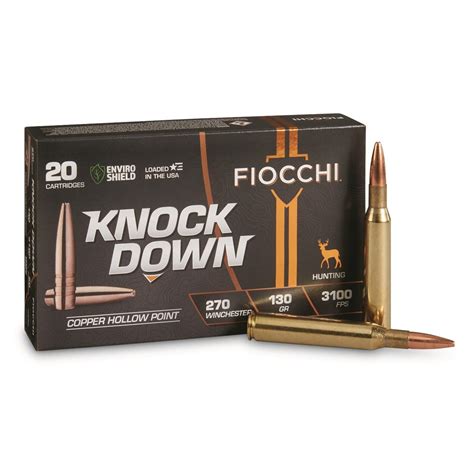 Fiocchi KnockDown, .270 Winchester, CHP, 130 Grain, 20 Rounds - 741572 ...