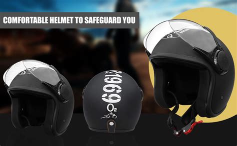 O2 STAR Unisex Open Face Helmet with Clear Scratch Resistant Visor ...