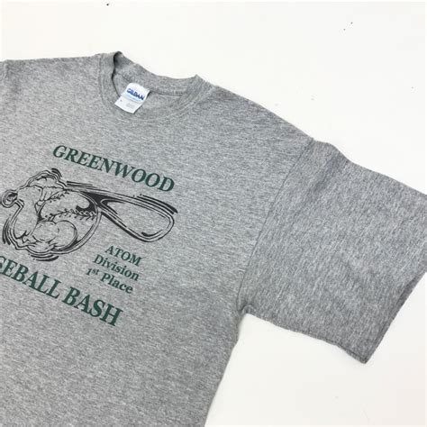 GILDAN ギルダン 00年代 GREENWOOD BASEBALL 両面プリント Tシャツ 野球 企業プリント アッシュグレー M 半袖 ...