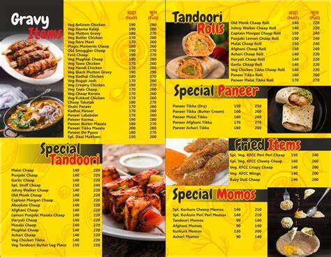 Menu at Theka Desi Chaap, Rishikesh