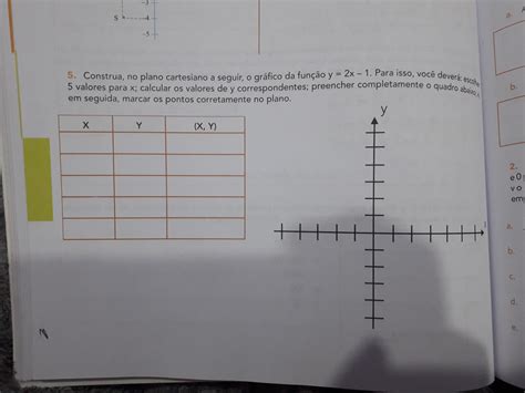 5. Construa, no plano cartesiano a seguir, o grafico da funcao y = 2x ...