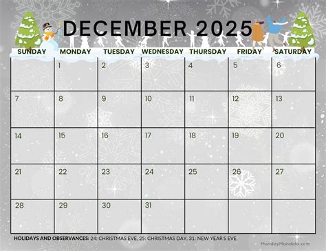 December 2025 Calendar Printable Pdf